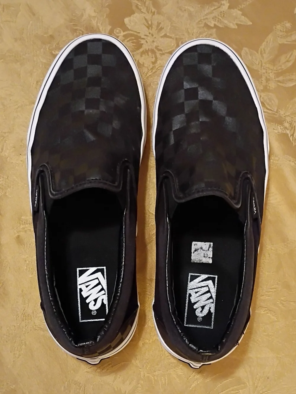 Vans Black & Black Checkerboard Slip-On Sneakers Men's 10.0 Women's 11.5